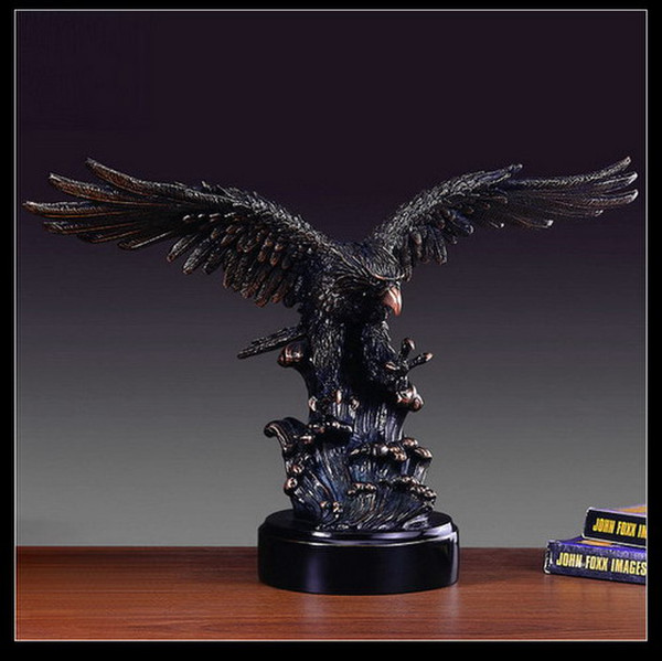 Eagle Fishing Sculpture Statue Wings Spread over Waves Artwork